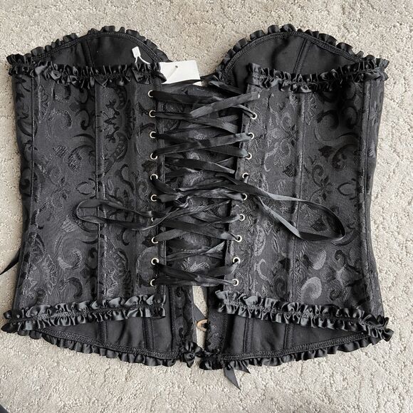 Coeur de Vague Black Brocade Corset SZ M Gothic Burlesque NWT - Picture 2 of 10